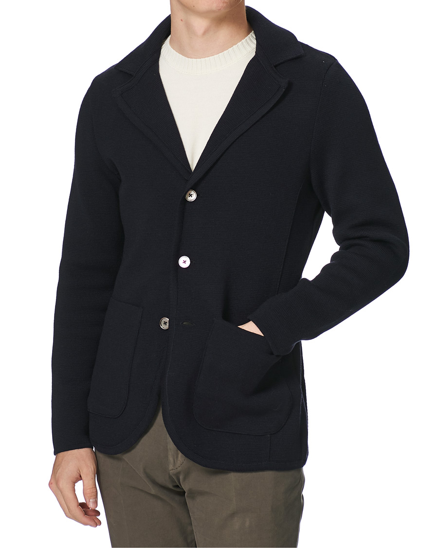 Herren | Sakkos | Stenströms | Milano Knitted Merino Blazer Navy