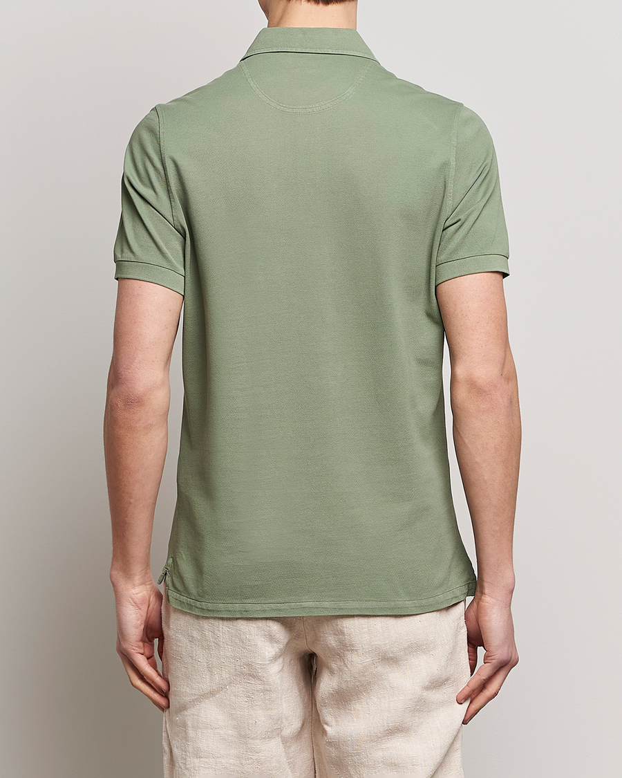 Herren | Poloshirts | Stenströms | Pigment Dyed Cotton Polo Shirt Green
