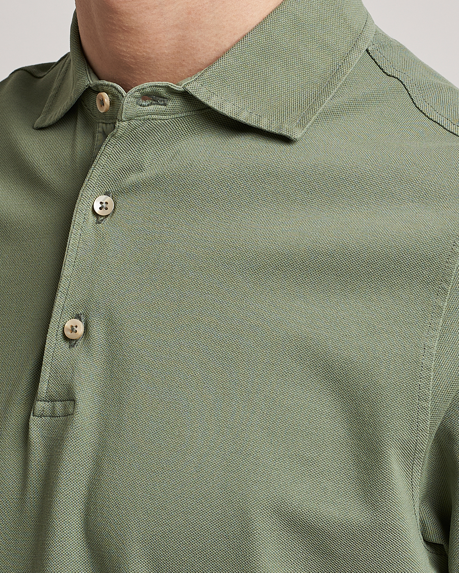 Herren | Poloshirts | Stenströms | Pigment Dyed Cotton Polo Shirt Green
