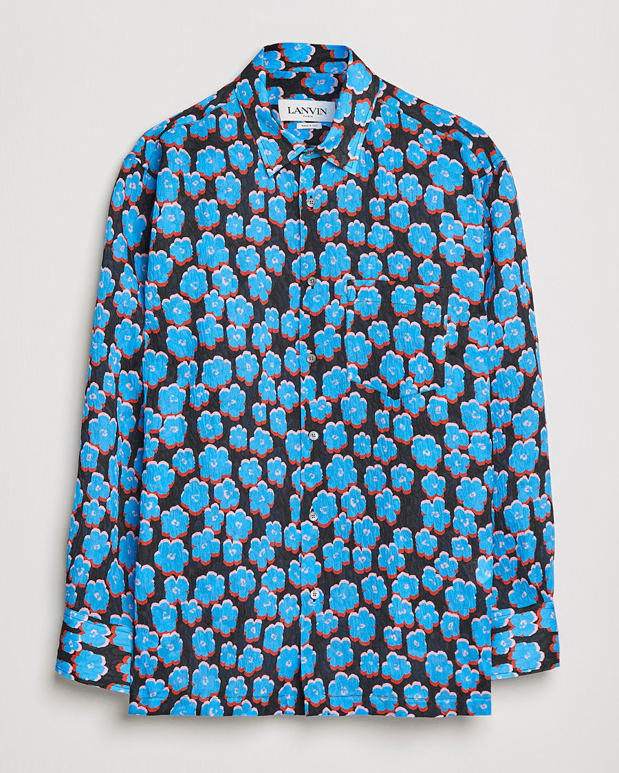 Herren | Hemden | Lanvin | Printed Flower Shirt Black/Blue