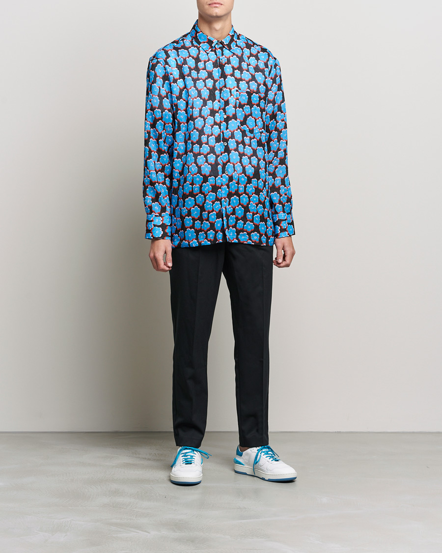 Herren | Hemden | Lanvin | Printed Flower Shirt Black/Blue