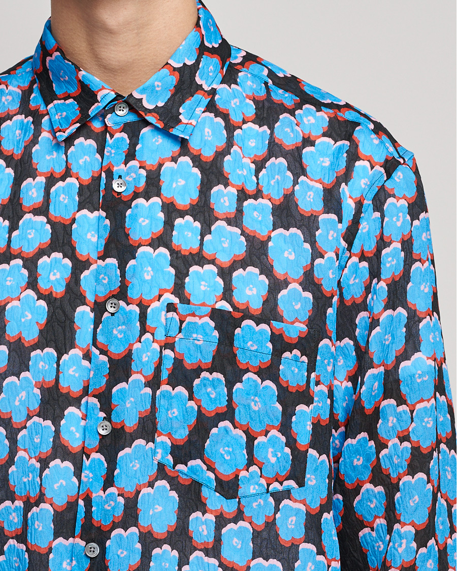 Herren | Hemden | Lanvin | Printed Flower Shirt Black/Blue