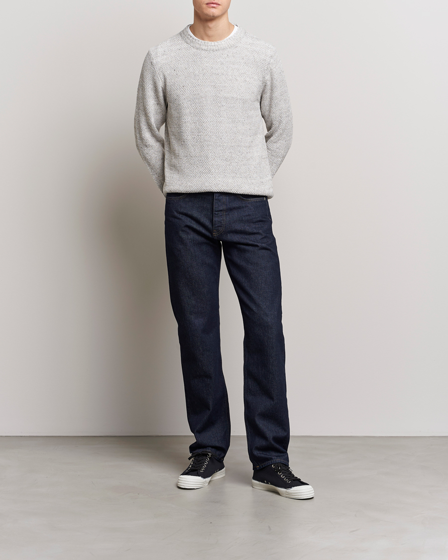 Herren | Pullover | Inis Meáin | Moss Stiched Linen Crew Neck Cream
