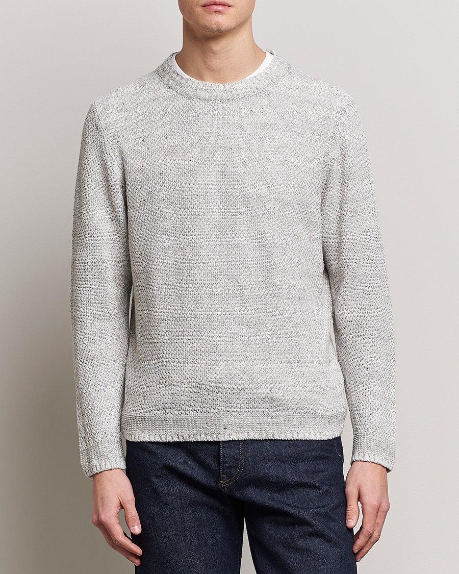Herren | Pullover | Inis Meáin | Moss Stiched Linen Crew Neck Cream