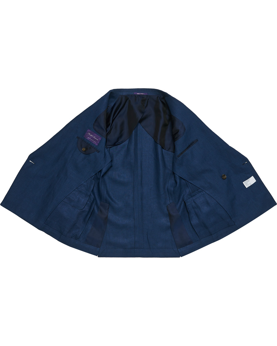 Herren | Sakkos | Ralph Lauren Purple Label | Double Breasted Linen Blazer Medium Blue