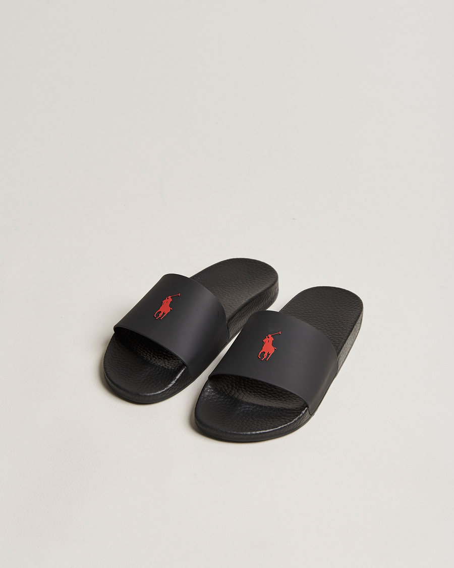 Herren | Polo Ralph Lauren Logo Slides Black | Polo Ralph Lauren | Logo Slides Black