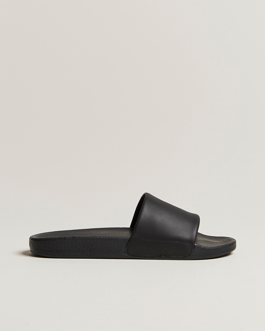 Herren | Polo Ralph Lauren Leather Logo Slides Black | Polo Ralph Lauren | Leather Logo Slides Black