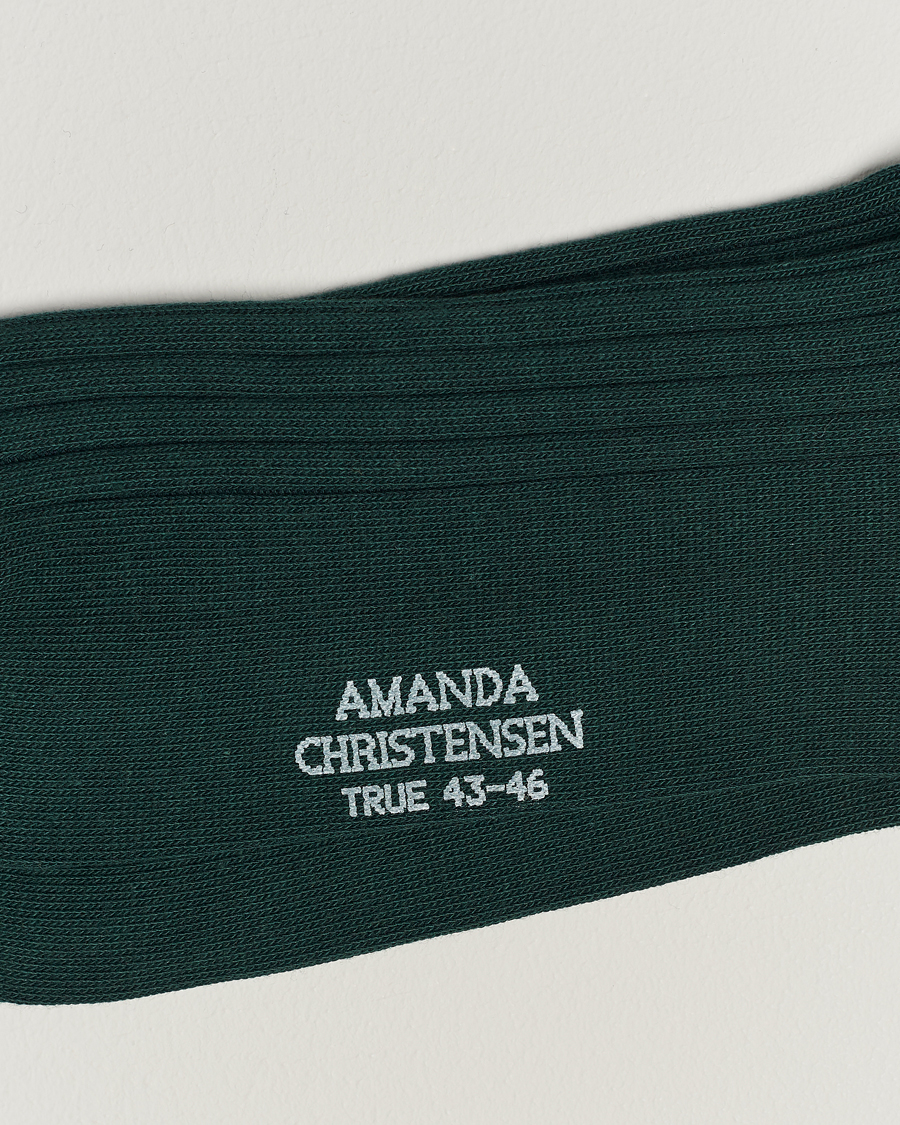 Herren | Kategorie | Amanda Christensen | 3-Pack True Cotton Ribbed Socks Bottle Green