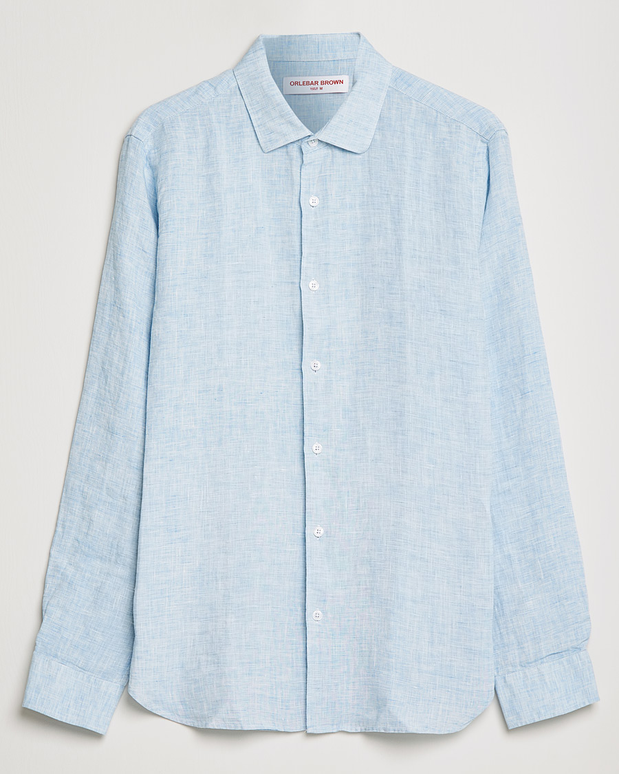 Herren | Hemden | Orlebar Brown | Giles Linen CLS Shirt Pale Blue/White