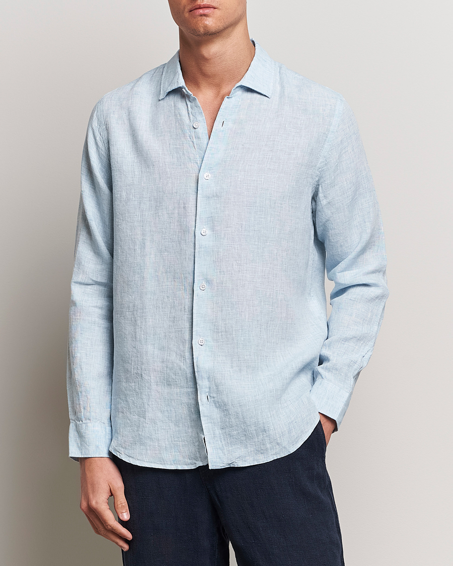 Herren | Hemden | Orlebar Brown | Giles Linen CLS Shirt Pale Blue/White