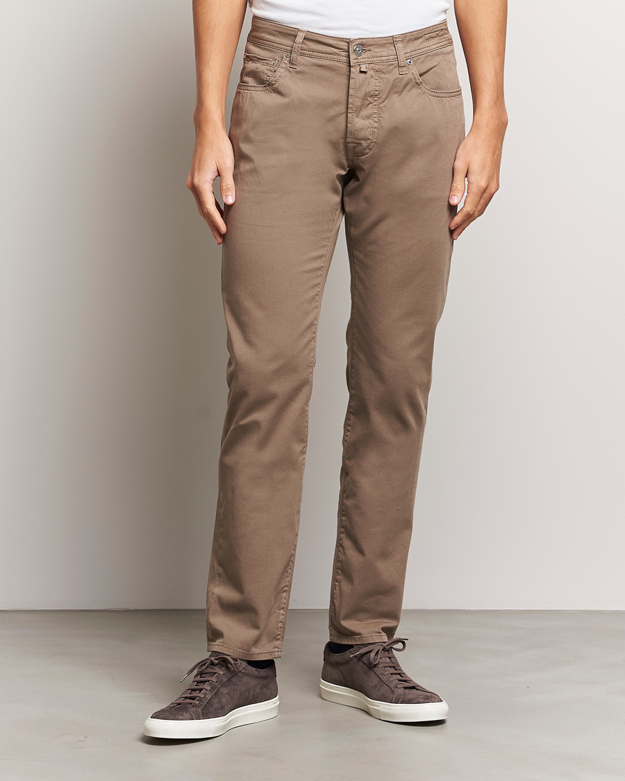 Herren | Italian Department | Jacob Cohën | Bard Garment Dyed Gabardine Trousers Khaki