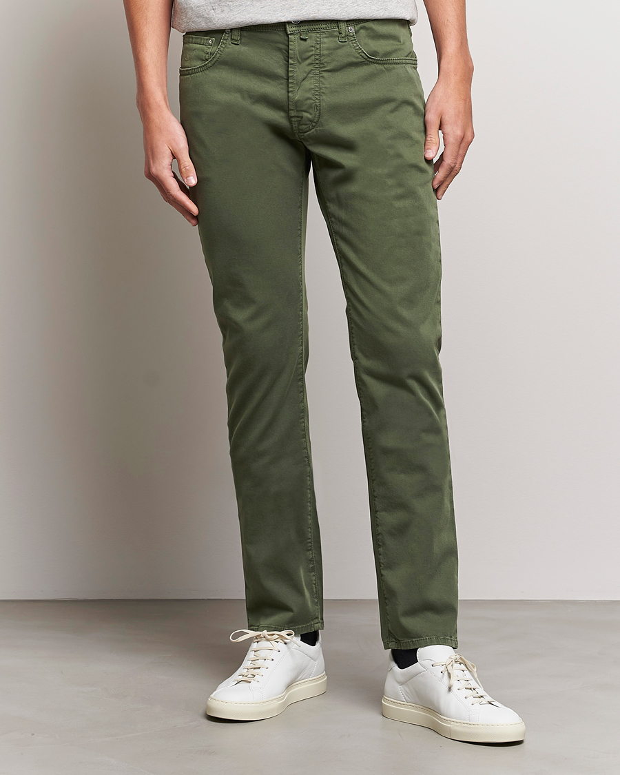 Herren | Hosen | Jacob Cohën | Bard Garment Dyed Gabardine Trousers Green