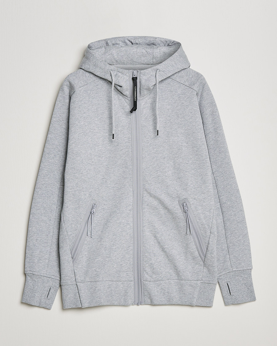 Herren | Pullover | C.P. Company | Diagonal Raised Fleece Full Zip Goggle Hoodie Grey