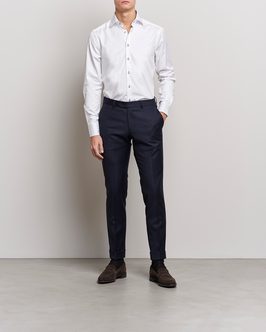 Herren | Businesshemden | Stenströms | Slimline Contrast Cut Away Shirt White