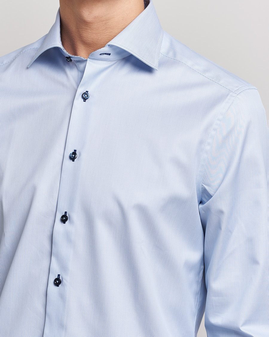 Herren | Hemden | Stenströms | Slimline Striped Contrast Shirt Light Blue