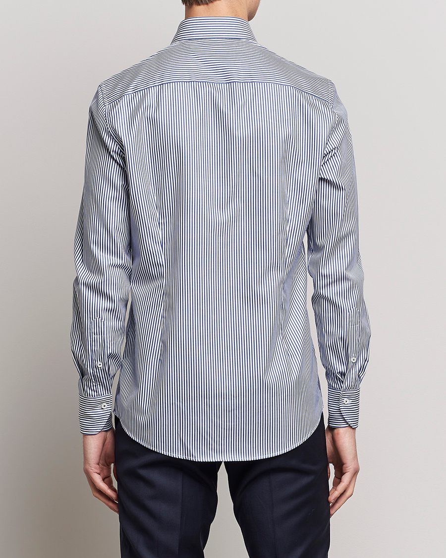 Herren | Hemden | Stenströms | Slimline Stripe Cut Away Shirt Navy