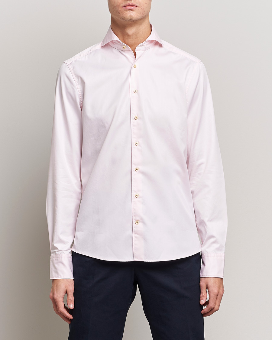 Herren | 20% sale | Stenströms | Slimline Washed Cotton Shirt Pink