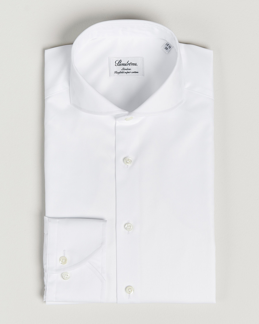 Herren | Hemden | Stenströms | Slimline Extreme Cut Away Shirt White