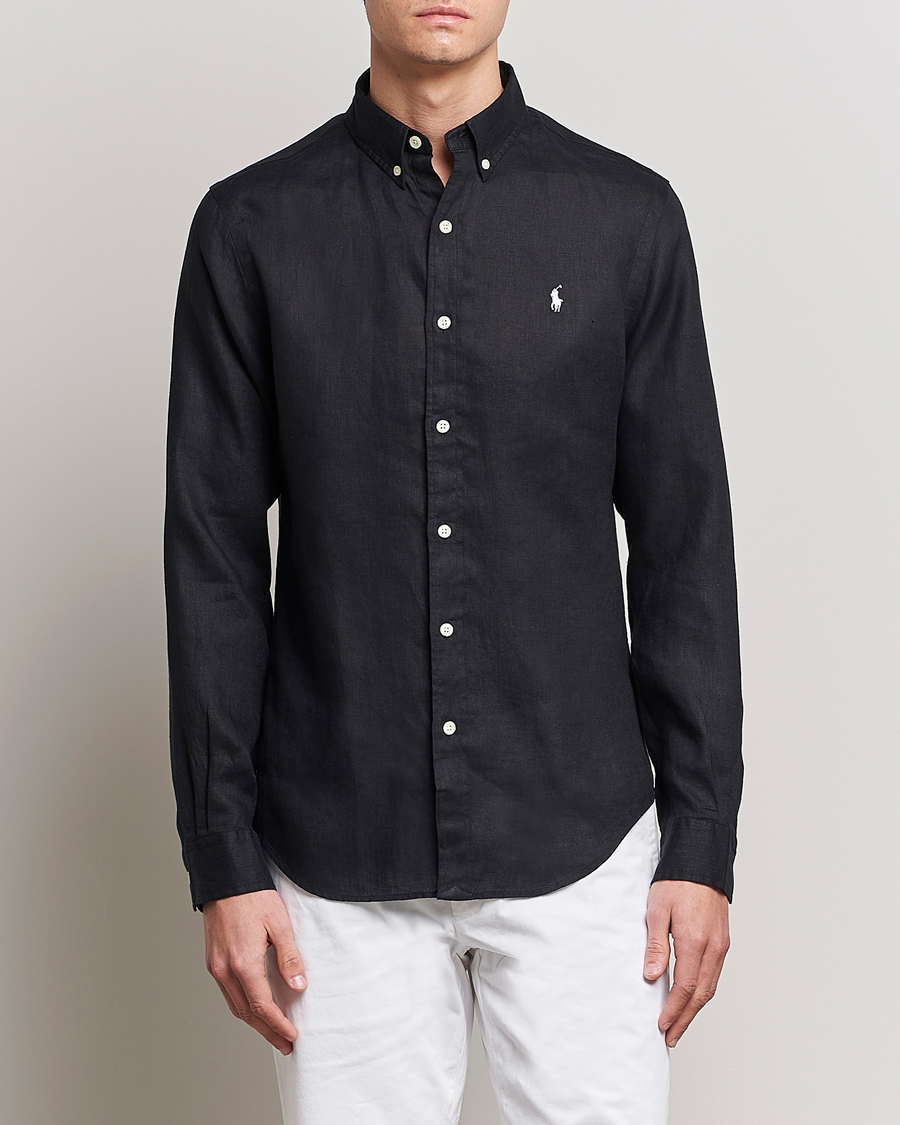 Herren |  | Polo Ralph Lauren | Slim Fit Linen Button Down Shirt Polo Black