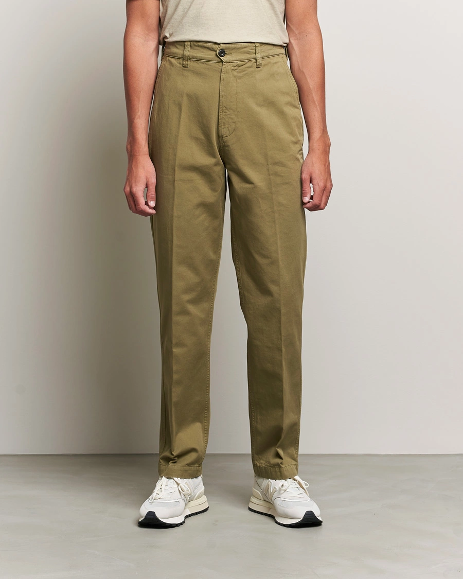 Herren | Preppy Authentic | Drake's | Flat Front Cotton Chino Olive
