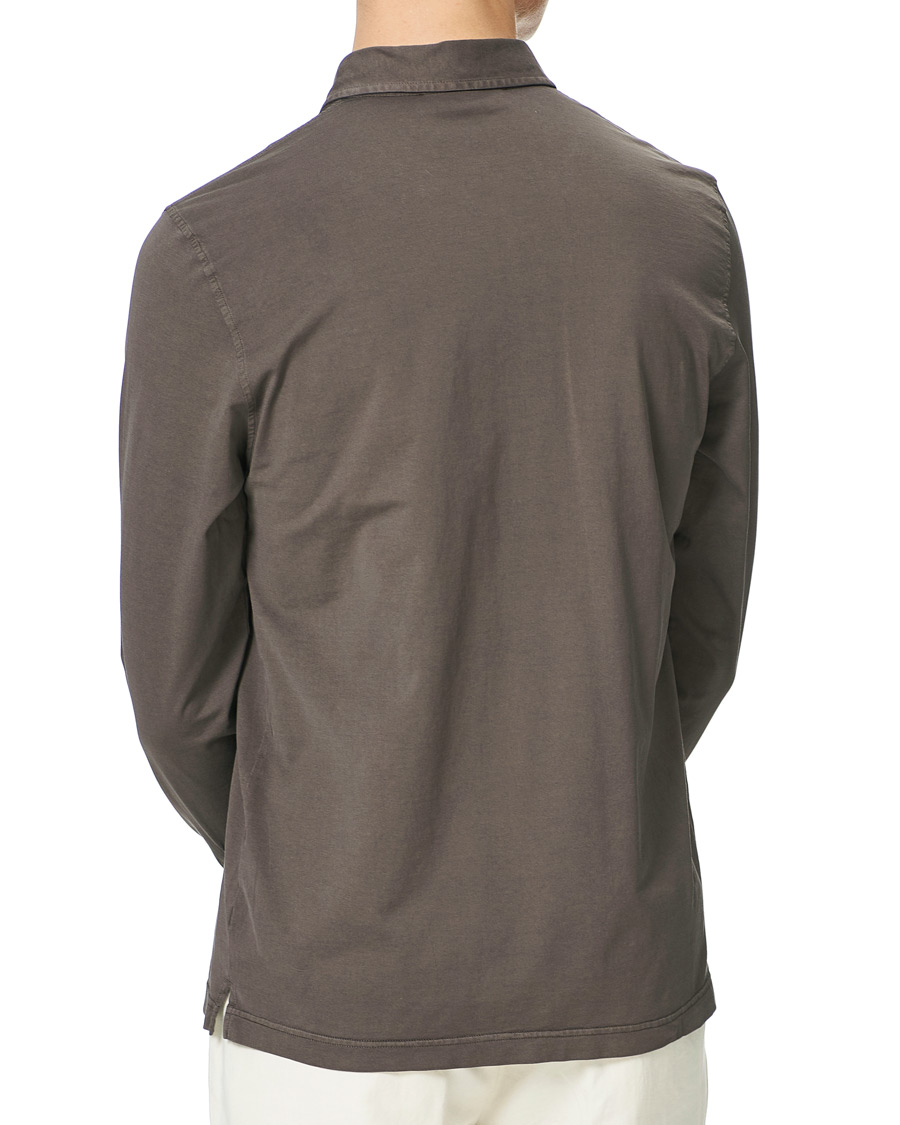 Herren | Hemden | Gran Sasso | Washed Cotton Jersey Shirt Dark Brown