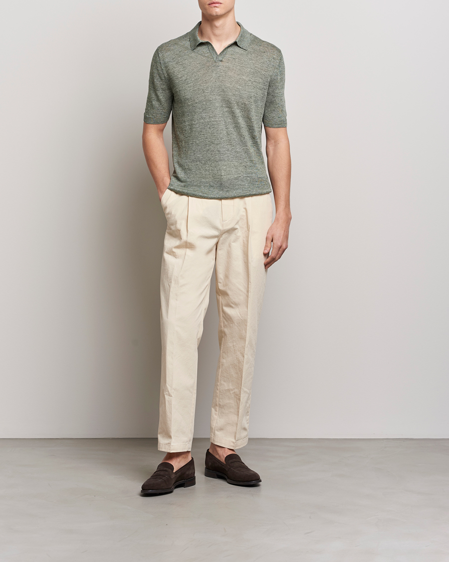 Herren | Poloshirts | Gran Sasso | Knitted Linen Polo Green