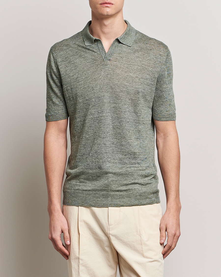 Herren | Poloshirts | Gran Sasso | Knitted Linen Polo Green