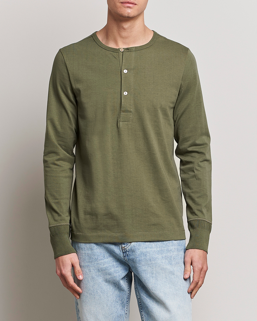 Herren | Kategorie | Merz b. Schwanen | Classic Organic Cotton Henley Sweater Army