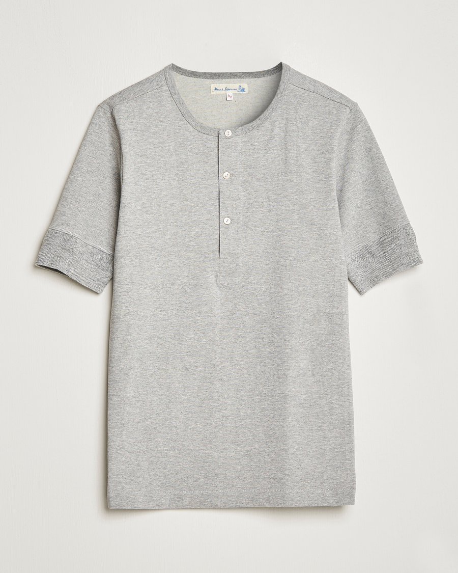 Herren | T-Shirts | Merz b. Schwanen | Short Sleeve Organic Cotton Henley Grey Mel