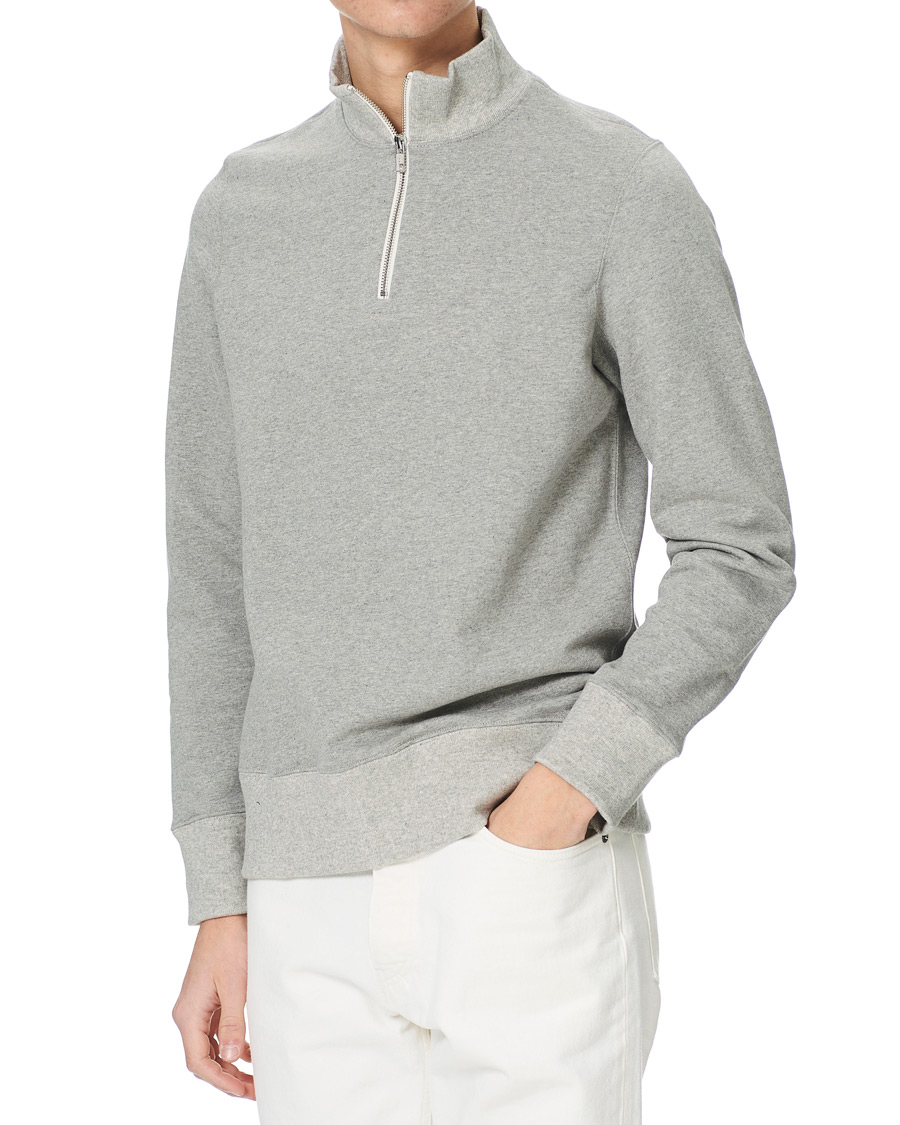 Herren | Pullover | Merz b. Schwanen | Organic Cotton Half Zip Sweat Grey Mel
