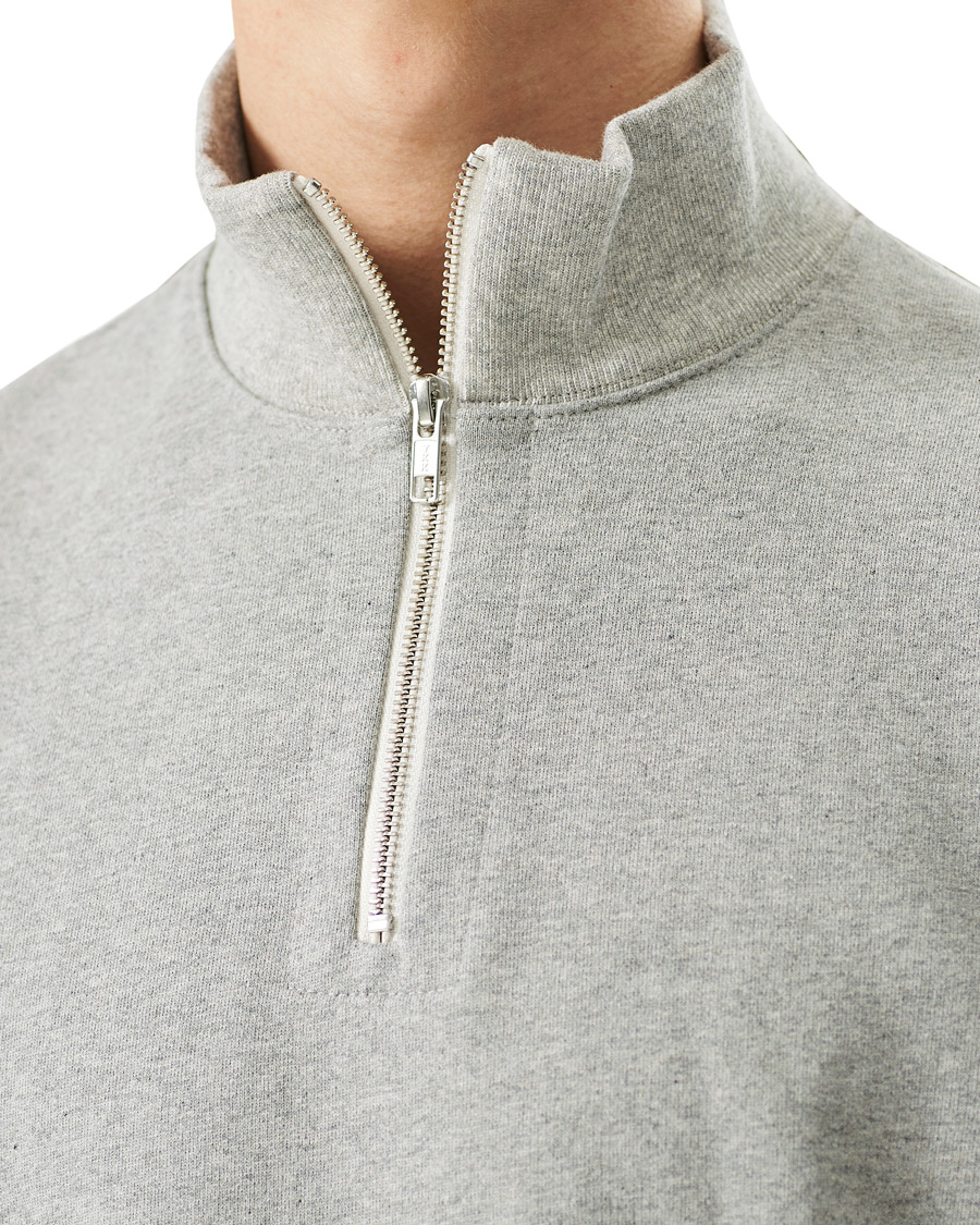 Herren | Pullover | Merz b. Schwanen | Organic Cotton Half Zip Sweat Grey Mel