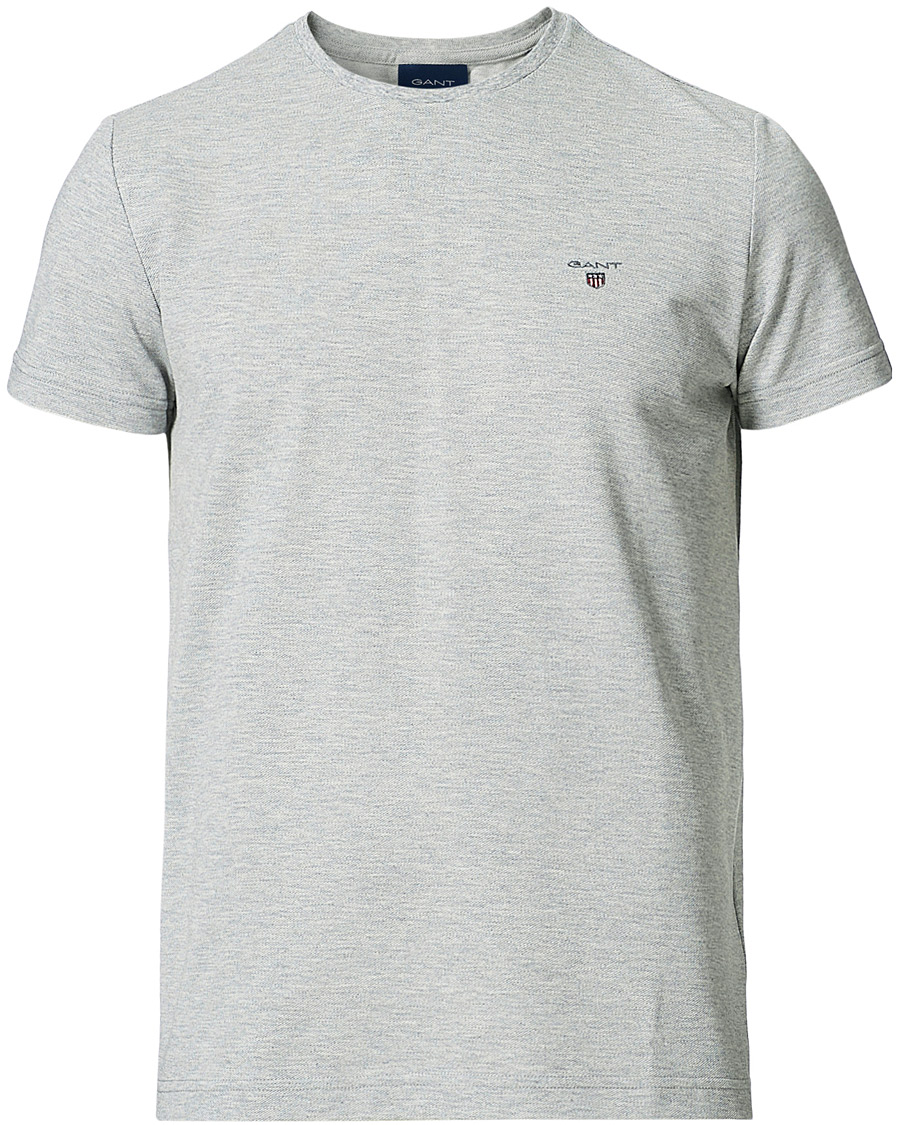 Herren | T-Shirts | GANT | Cotton Pique Crew Neck Tee Grey Melange