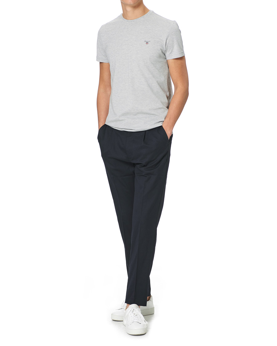 Herren | T-Shirts | GANT | Cotton Pique Crew Neck Tee Grey Melange