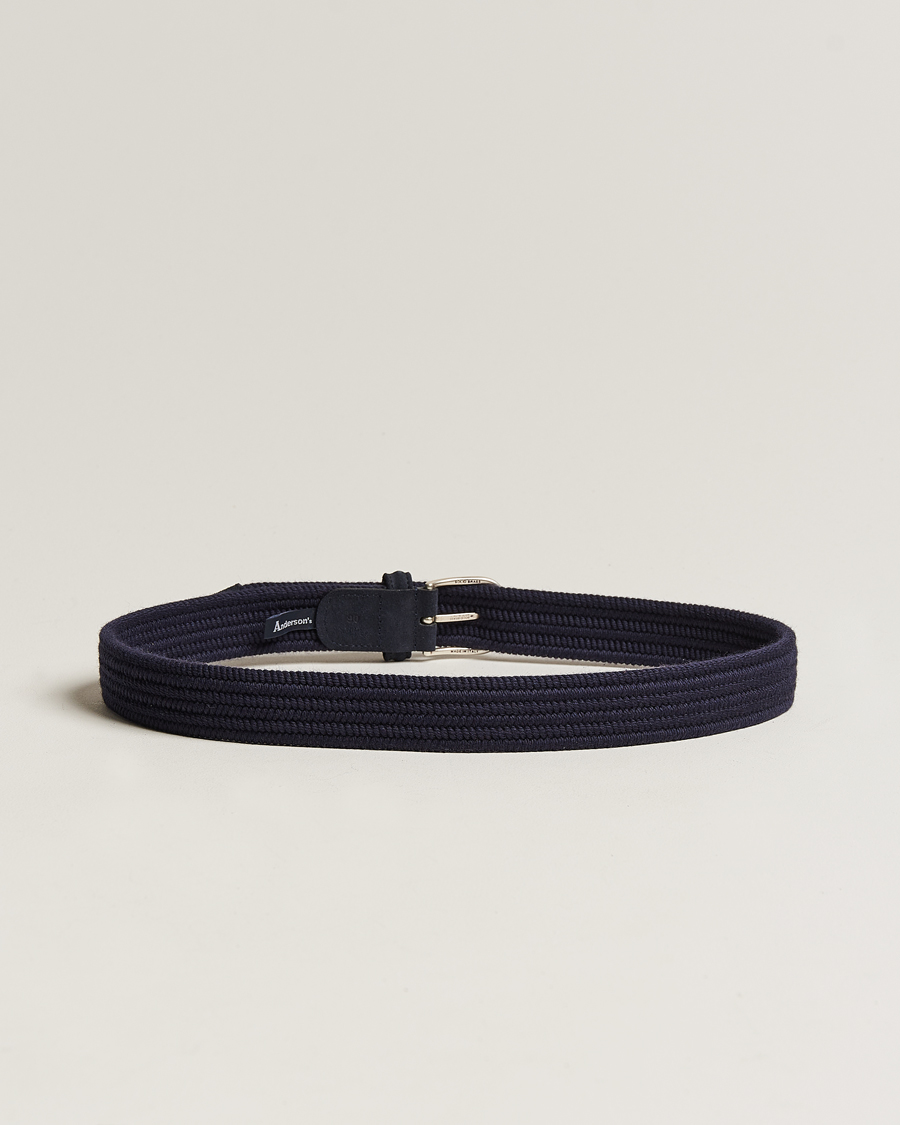 Men | Belts | Anderson\'s | Braided Wool Belt Navy
