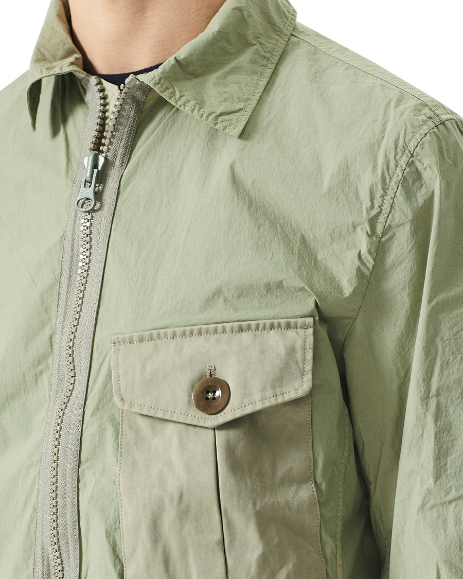 Herren | Jacken | Ten c | Garment Dyed Nylon Shirt Jacket Light Green