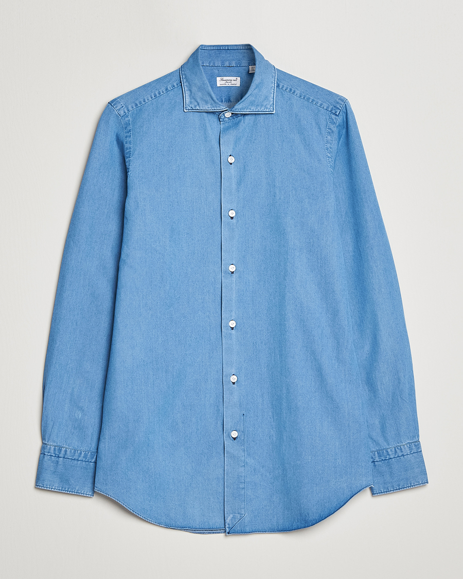 Herren | Hemden | Finamore Napoli | Milano Slim Denim Shirt Light Indigo