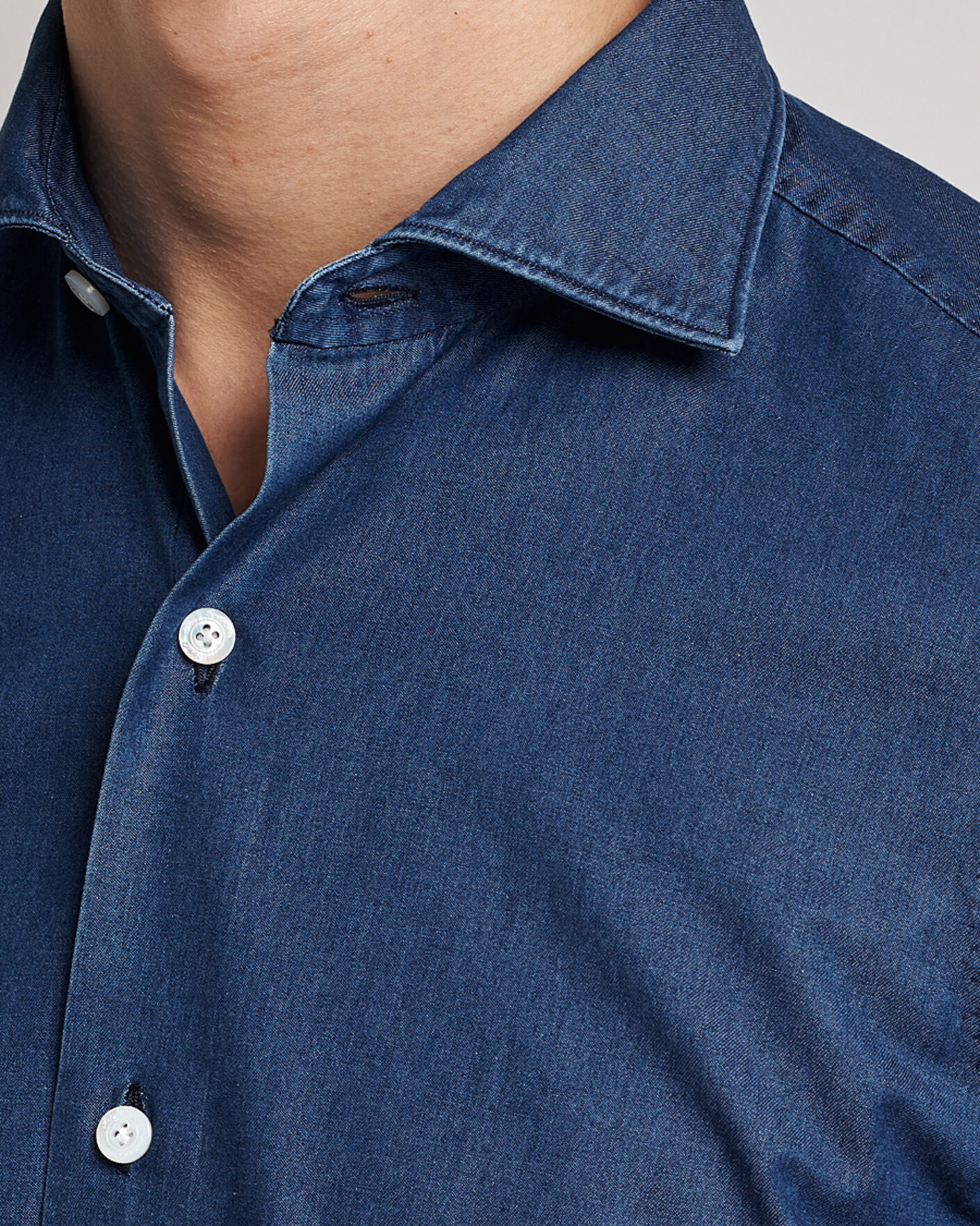 Herren | Hemden | Finamore Napoli | Milano Slim Denim Shirt Dark Indigo