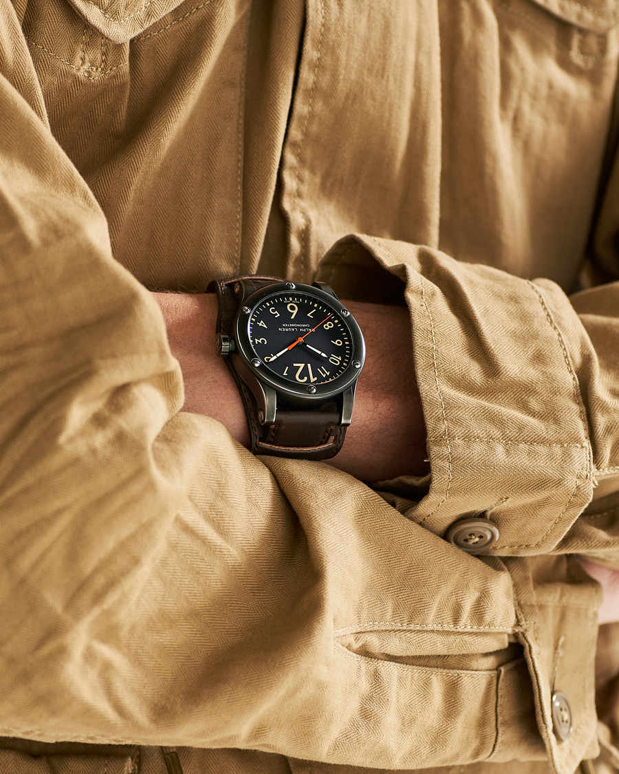 Herren | Special gifts | Polo Ralph Lauren | 45mm Safari Chronometer Black Steel/Calf Strap