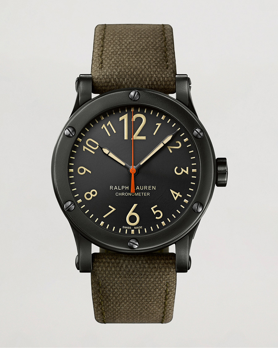 Herren | Polo Ralph Lauren 45mm Safari Chronometer Black Steel/Canvas Strap | Polo Ralph Lauren | 45mm Safari Chronometer Black Steel/Canvas Strap