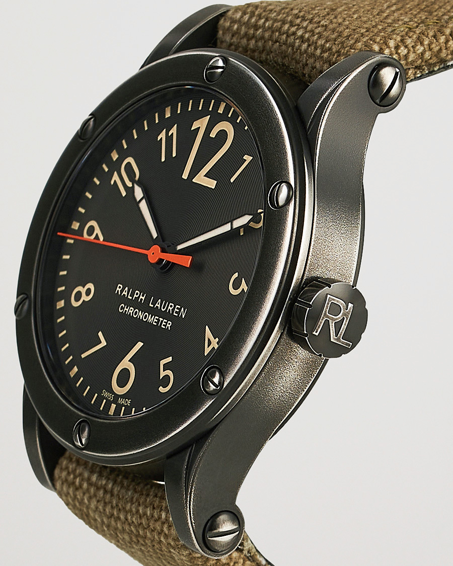 Herren | Polo Ralph Lauren 45mm Safari Chronometer Black Steel/Canvas Strap | Polo Ralph Lauren | 45mm Safari Chronometer Black Steel/Canvas Strap