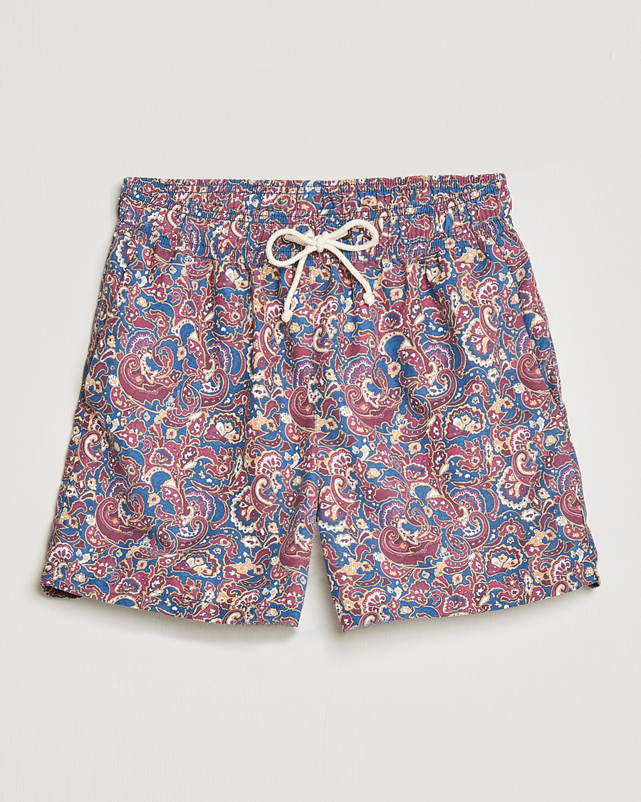 Herren | Badehosen | Ripa Ripa | Mediterraneo Printed Swimshorts Petrol/Bordeaux