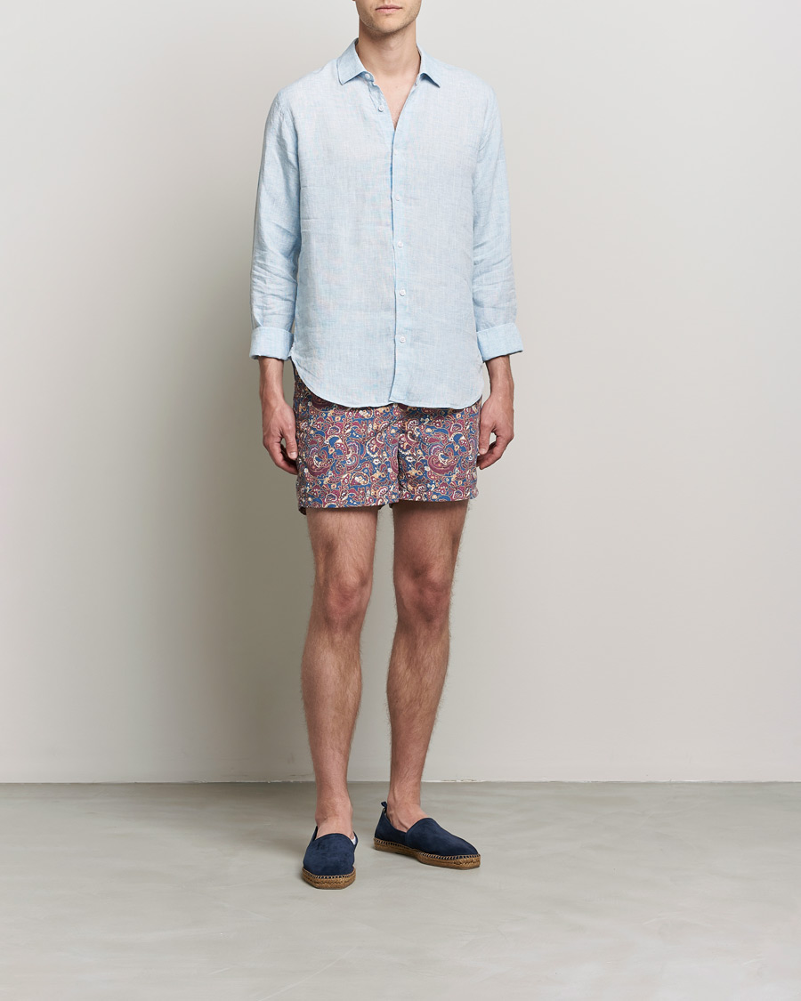 Herren | Badehosen | Ripa Ripa | Mediterraneo Printed Swimshorts Petrol/Bordeaux