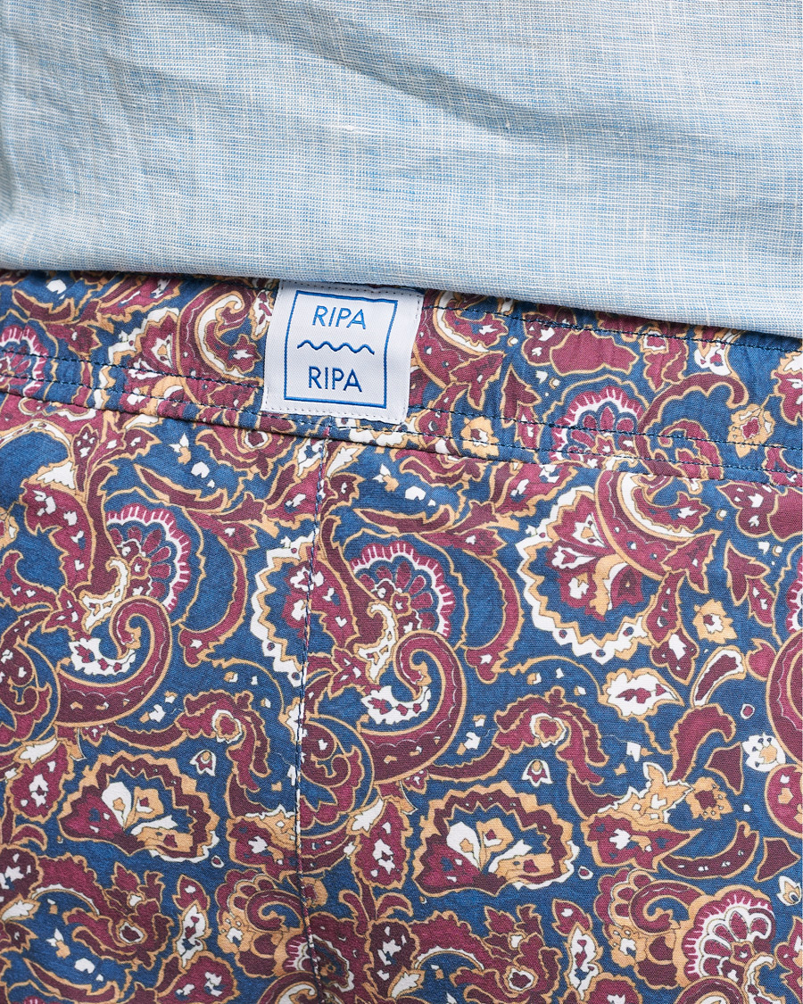 Herren | Badehosen | Ripa Ripa | Mediterraneo Printed Swimshorts Petrol/Bordeaux