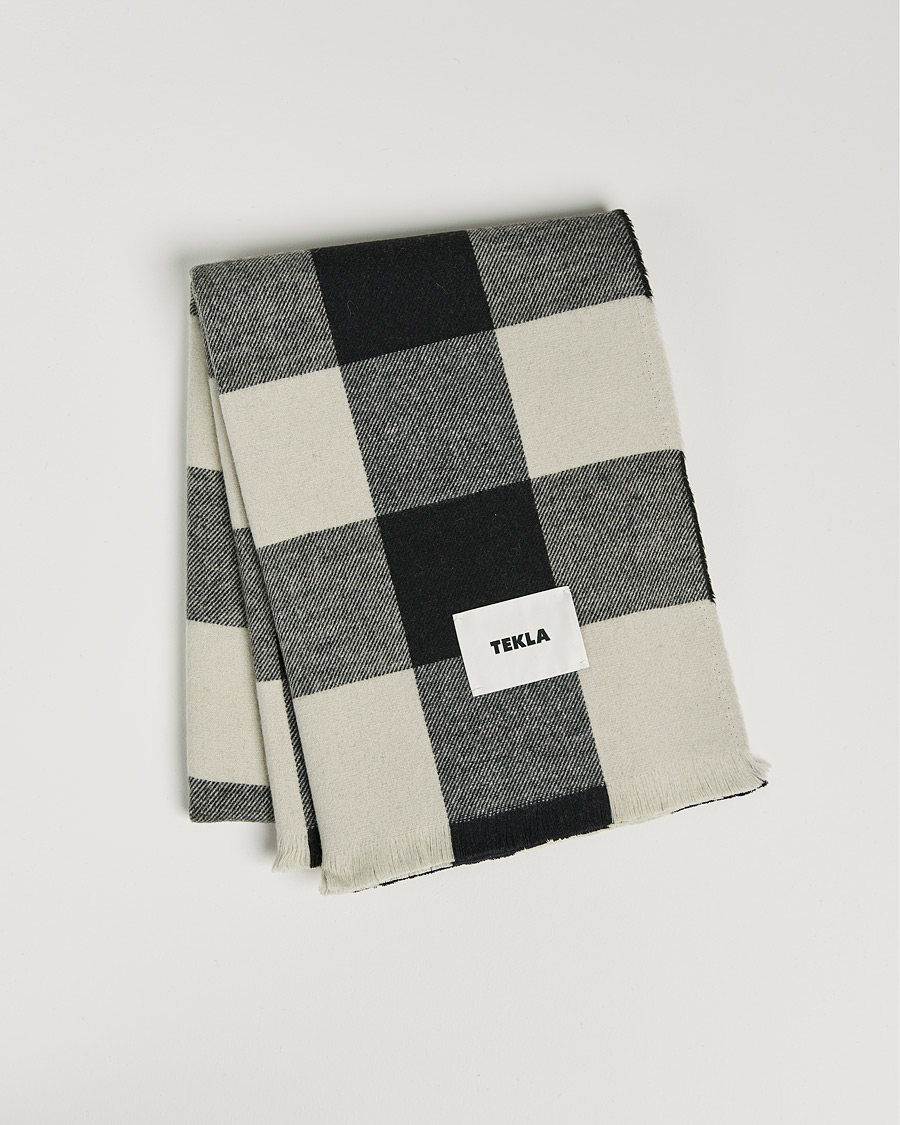 Herren | Tekla Merino Wool Blanket Black Gingham | Tekla | Merino Wool Blanket Black Gingham