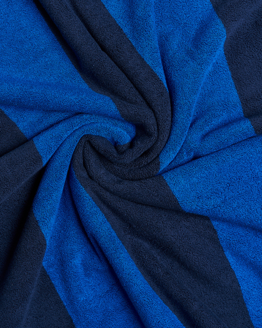 Herren | Tekla Organic Terry Beach Towel Navy Block Stripes | Tekla | Organic Terry Beach Towel Navy Block Stripes