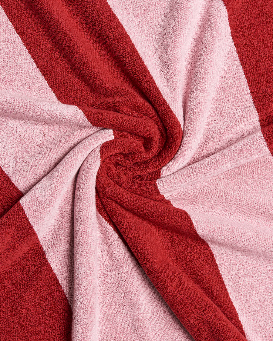 Herren | Tekla Organic Terry Beach Towel Red Block Stripes | Tekla | Organic Terry Beach Towel Red Block Stripes