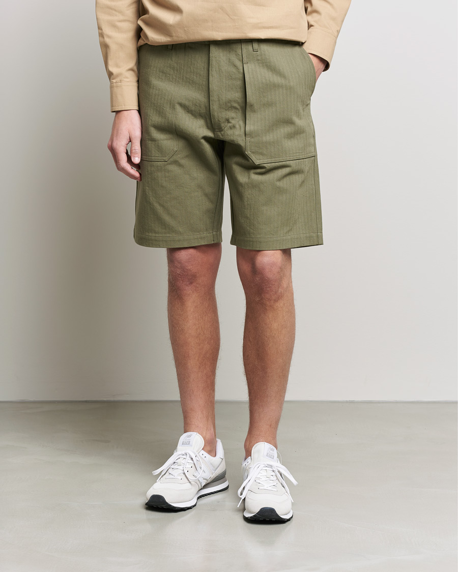 Herren | Shorts | Private White V.C. | Maker´s Cotton Herringbone Shorts Khaki