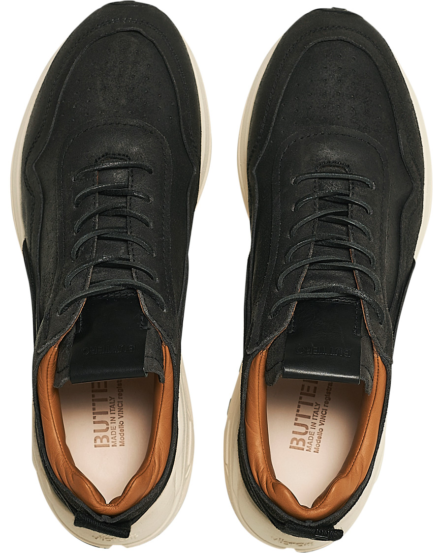 Herren | Buttero Vinci Bianchetto Leather Running Sneaker Black | Buttero | Vinci Bianchetto Leather Running Sneaker Black