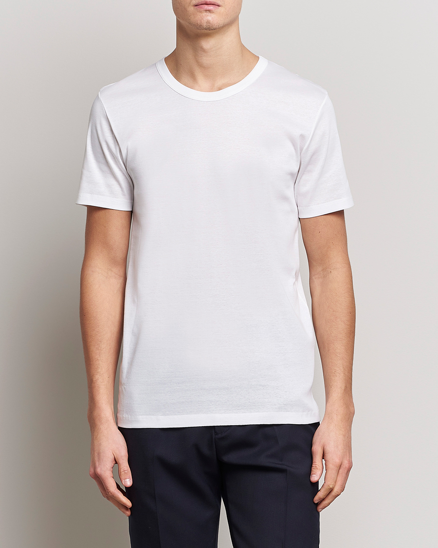 Herren | Kurzarm T-Shirt | Zimmerli of Switzerland | Mercerized Cotton Crew Neck T-Shirt White
