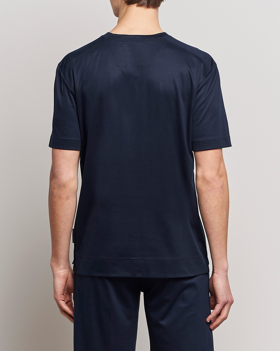 Herren | Schlafanzüge & Bademäntel | Zimmerli of Switzerland | Cotton/Modal Crew Neck Loungwear T-Shirt Midnight